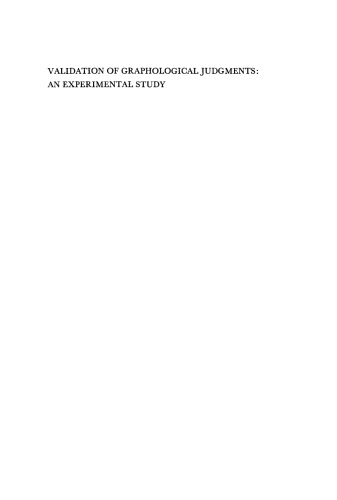 Validation of graphological judgments: An experimental study