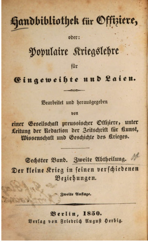 Der Kleine Krieg in seinen verschiedenen Beziehungen