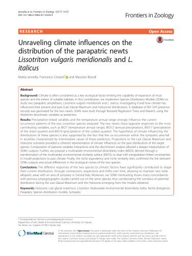 Unraveling climate influences on the distribution of the parapatric newts Lissotriton vulgaris meridionalis and L. italicus