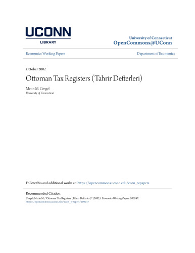 Ottoman Tax Registers (Tahrir Defterleri)