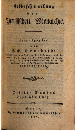 Erdbeschreibung der Preußischen Monarchie