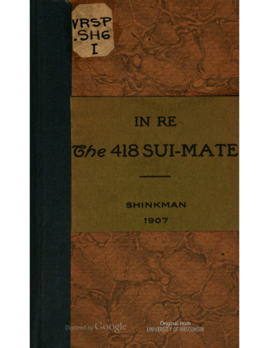 In Re the 418 Sui-mate: Shinkman, 1907