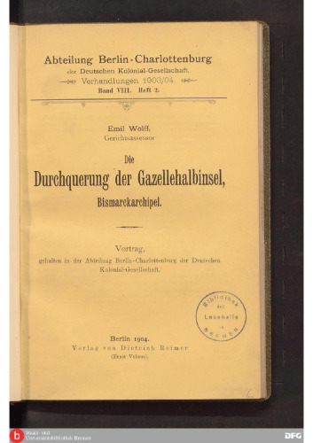 Die Durchquerung der Gazellehalbinsel, Bismarckarchipel