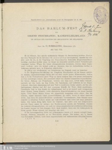 Das Barlum-Fest der Gegend Finschhafens (Kaiserwilhelmsland)
