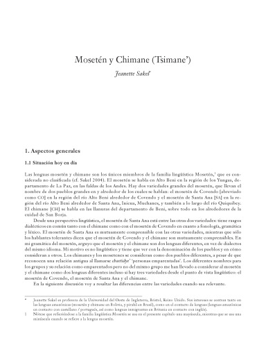 Mosetén y chimane (tsimane’, familia Mosetén)