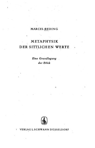 Metaphysik der sittlichen Werte