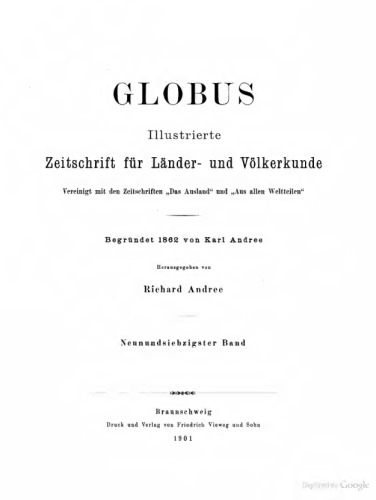 Globus. Illustrierte Zeitschrift für Länder- und Völkerkunde