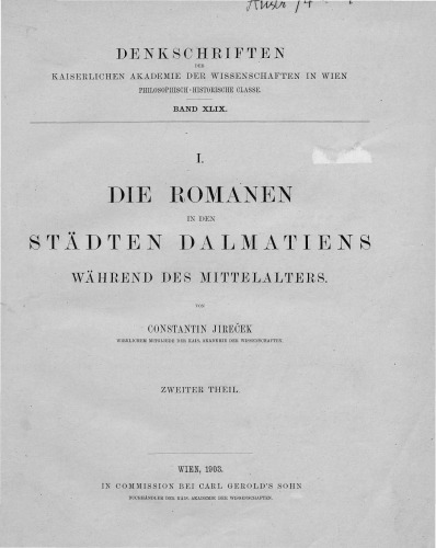 Die Romanen in den Städten Dalmatiens während des Mittelalters