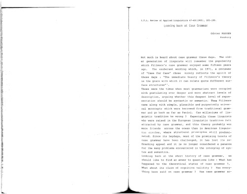 Looking back at Case Grammar