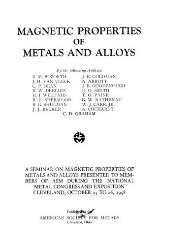 Magnetic properties of metals and alloys
