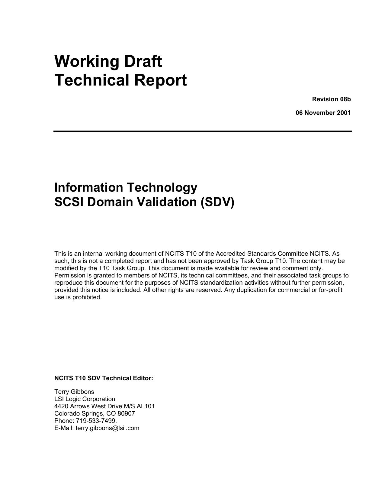 SCSI Domain Validation (SDV r08b)