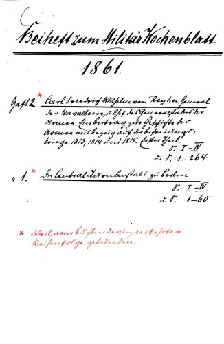 Beihefte zum Militär-Wochenblatt