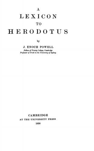 A Lexicon to Herodotus