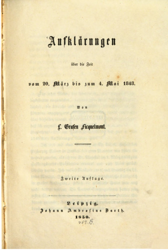 Aufklärungen über die Zeit vom 20. März bis zum 4. Mai 1848