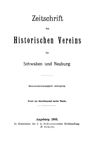 Zeitschrift des Historischen Vereins für Schwaben und Neuburg
