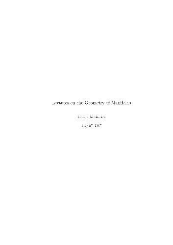 Lectures on the geometry of manifolds