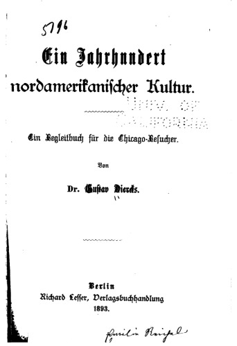 Ein Jahrhundert nordamerikanischer Kultur