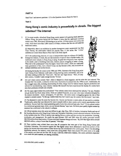 HKDSE English Language 2022: Paper 1