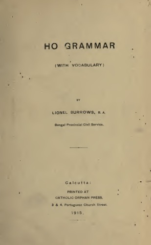 Ho grammar (with vocabulary)