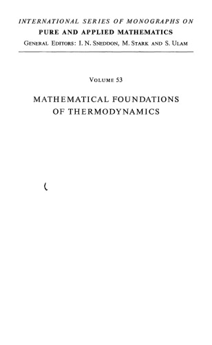 Mathematical Foundations of Thermodynamics