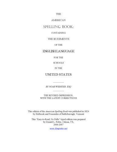 Webster's Spelling Book [Blue Back Speller]