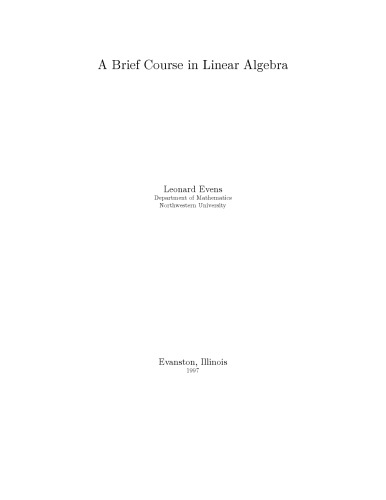 A Brief Course in Linear Algebra