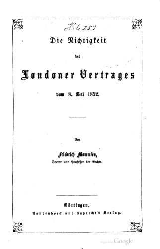 Die Nichtigkeit des Londoner Vertrages vom 8. Mai 1852