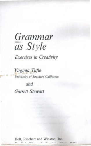 Grammar as Style: Exercises in Creativity