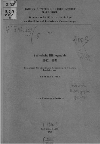 Schlesische Bibliographie 1942-1951