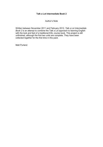 Talk a Lot Spoken English Course. Intermediate Book 2