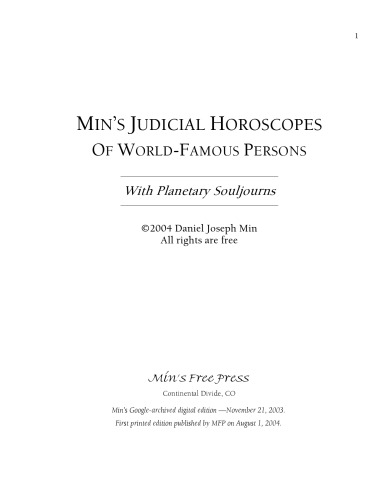 Min's Judicial Horoscopes of World-Famous Persons