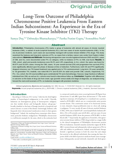 Long-Term Outcome of Philadelphia Chromosome Positive Leukemia From Eastern Indian Subcontinent: An Experience in the Era of Tyrosine Kinase Inhibitor (TKI) Therapy