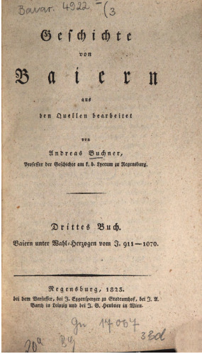 Baiern [Bayern] unter Wahl-Herzogen vom J. 911 - 1070