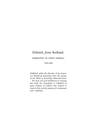 Colonists from Scotland: emigration to North America, 1707-1783