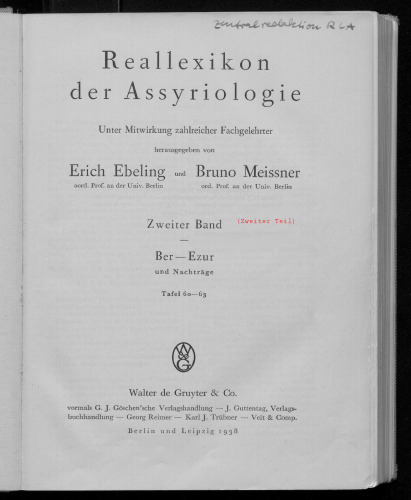 Reallexikon der Assyriologie [RlA]