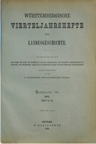 Württembergische Vierteljahreshefte für Landeskunde