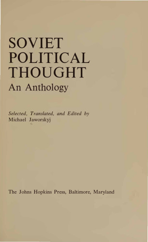 Soviet Political Thought. An Anthology