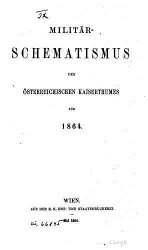 Militär-Schematismus des österreichischen Kaisertums für 1864