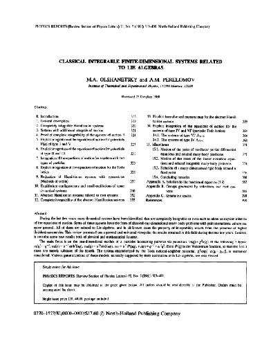 Classical integrable finite-dimensional systems related to Lie algebras