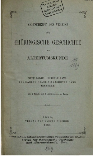 Zeitschrift des Vereins für Thüringische Geschichte und Altertumskunde