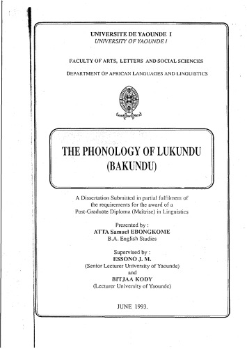 The phonology of Lukundu (Bakundu)
