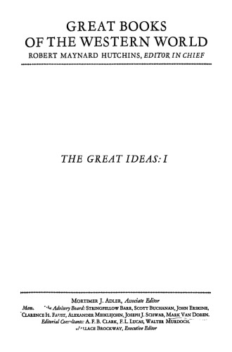 Syntopicon - Index to Great Ideas, Vol 1