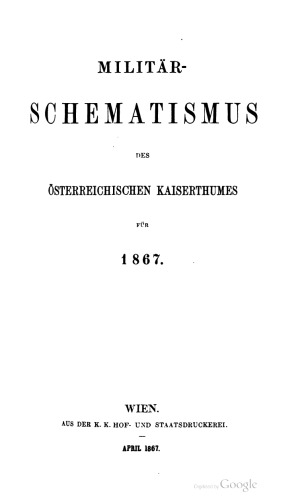 Militär-Schematismus des österreichischen Kaisertums für 1867