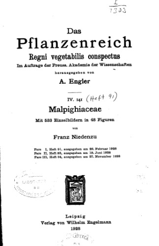 Pflanzenreich niedenzu malpighiaceae
