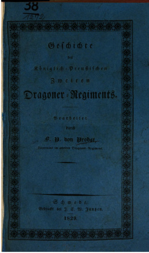 Geschichte des Königlich Preußischen Zweiten Dragoner-Regiments