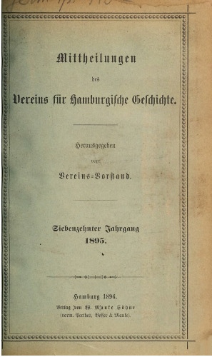Mitteilungen des Vereins für Hamburgische Geschichte
