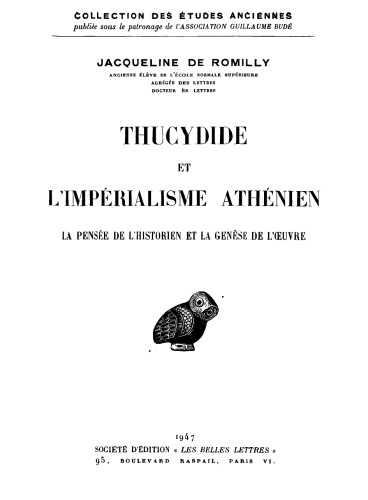 Thucydide et l'imperialisme Athénien