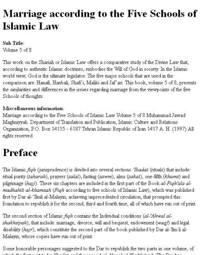 Marriage according to the Five Schools of Islamic Law