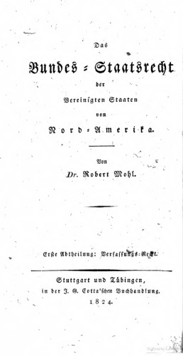 Das Bundes-Staatsrecht der Vereinigten Staaten von Nord-Amerika