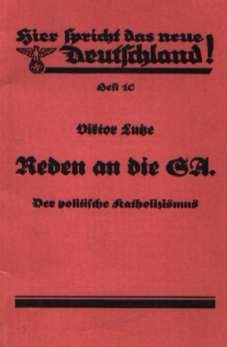 Reden an die SA: Der politische Katholizismus
